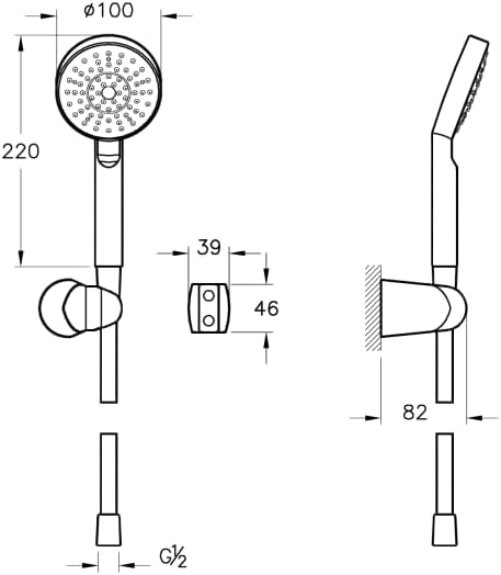 Artema Master El Duşu Takımı A45692, Krom, Ø100 mm Başlık, PVC Hortum, Kireç Kırıcı, 150 cm Spiral - Görsel 3