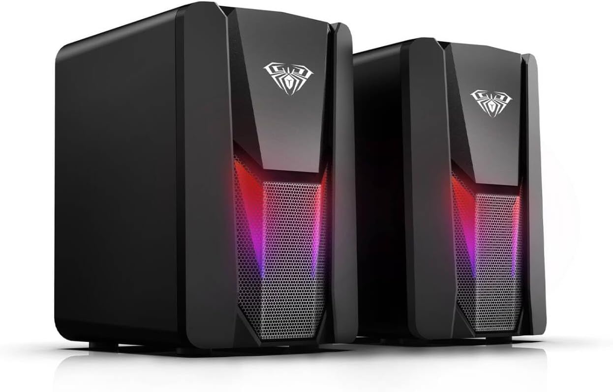 Aula N-108 1+1 USB/Aux Stereo 2.0 RGB Masaüstü Gaming Oyuncu Hoparlör Speaker Ses Sistemi - Görsel 2