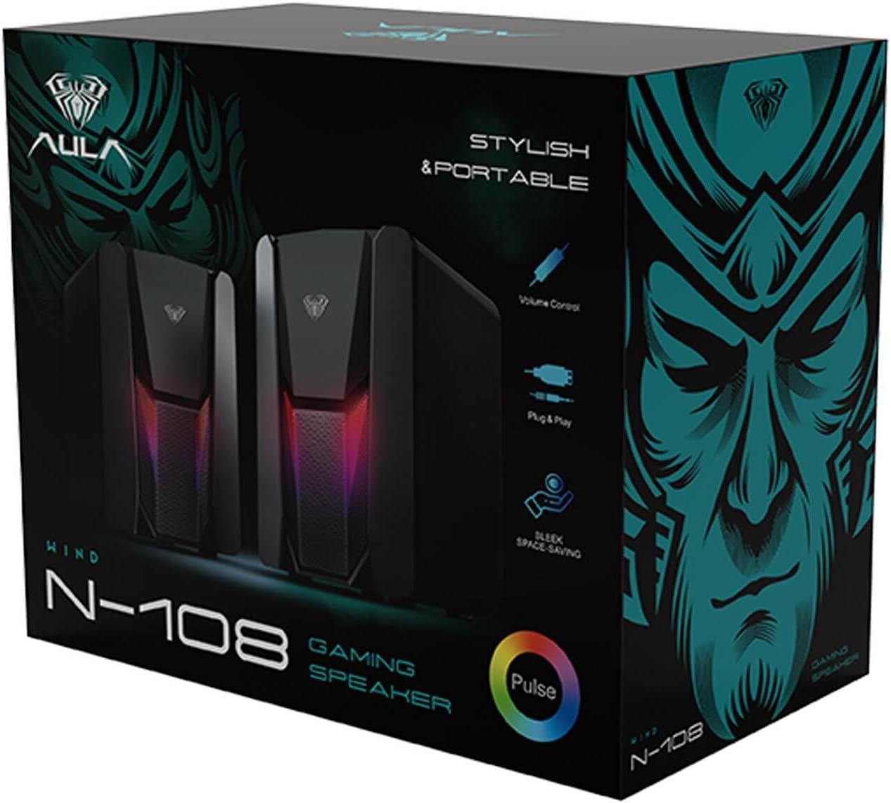 Aula N-108 1+1 USB/Aux Stereo 2.0 RGB Masaüstü Gaming Oyuncu Hoparlör Speaker Ses Sistemi - Görsel 5