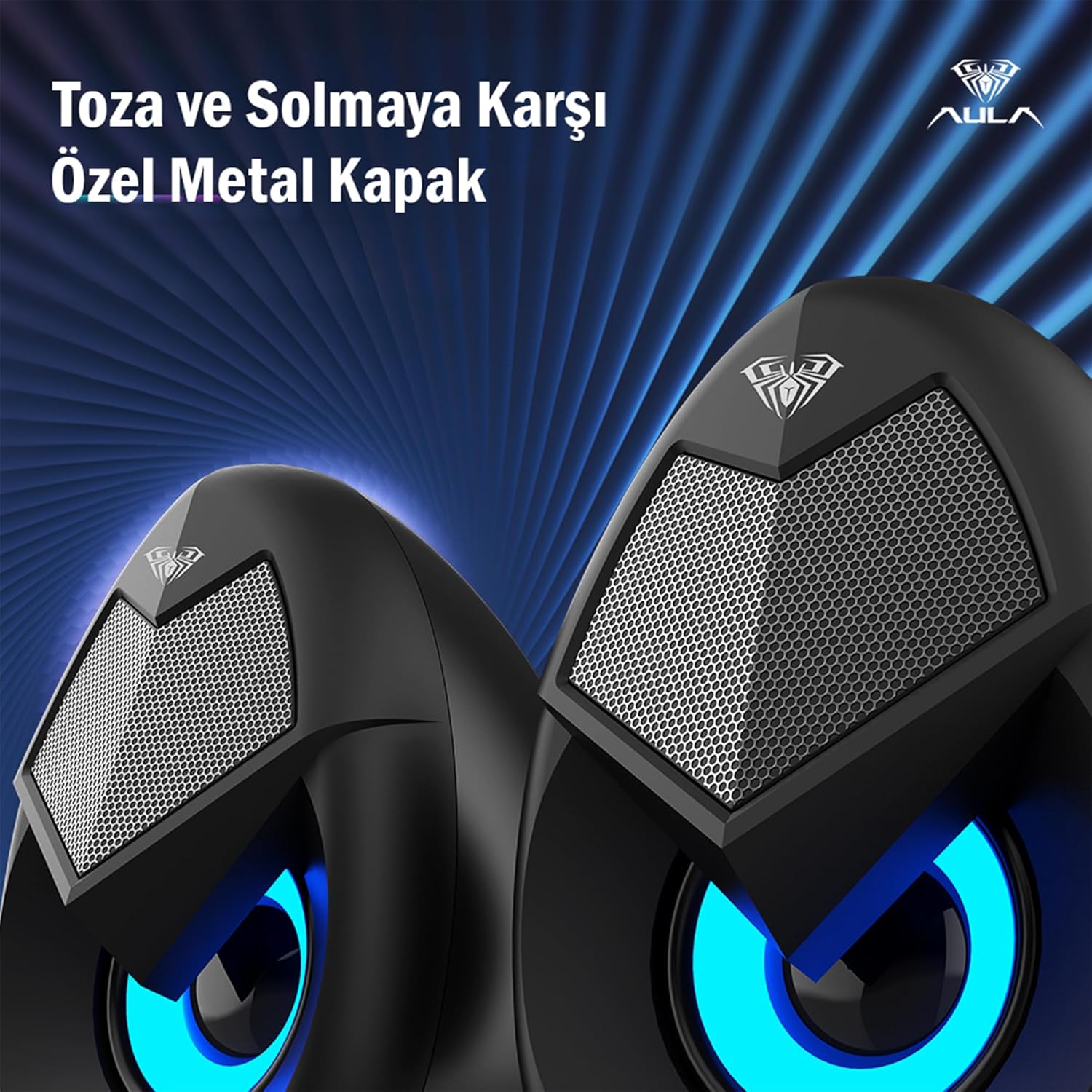 Aula N-69 2 * 3W RGB LED Işıklı Masaüstü Oyuncu Laptop PC Bilgisayar Hoparlörü - Görsel 5