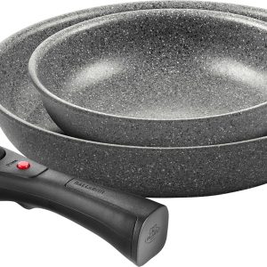 BALLARINI Torre kızartma tavası seti, seramik kaplama, 20 + 28 cm, indüksiyonlu ocaklara uygun, çıkarılabilir sap, alüminyum