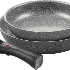 BALLARINI Torre kızartma tavası seti, seramik kaplama, 24 + 28 cm, indüksiyonlu ocaklara uygun, çıkarılabilir sap, alüminyum