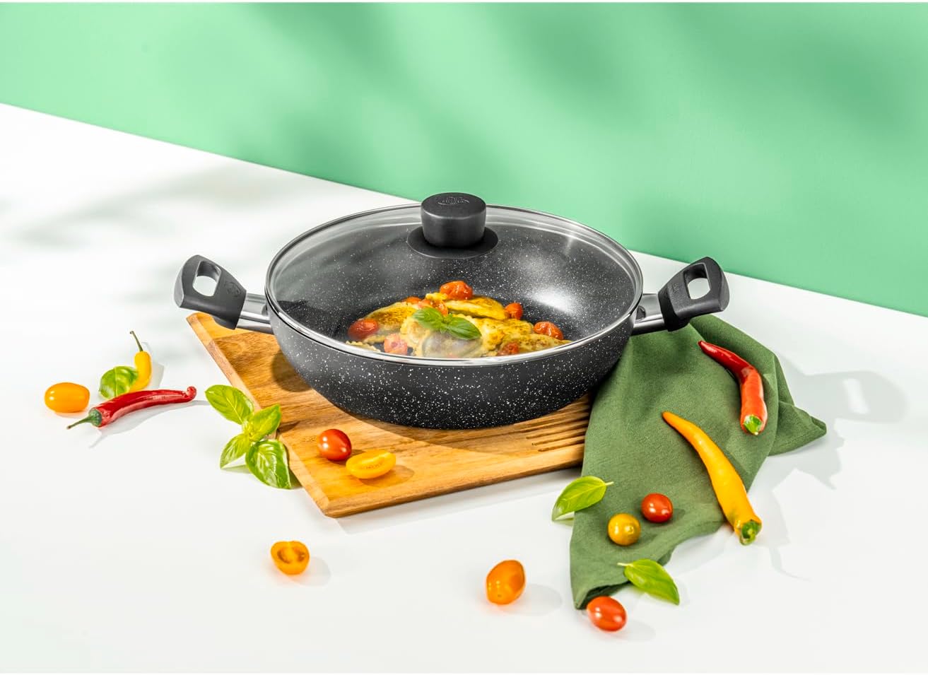 BALLARINI Vipiteno kapaklı kızartma tenceresi, indüksiyonlu kızartma tenceresi, yapışmaz kaplama, güveç tenceresi, alüminyum, yuvarlak, çap 28 cm - Görsel 2