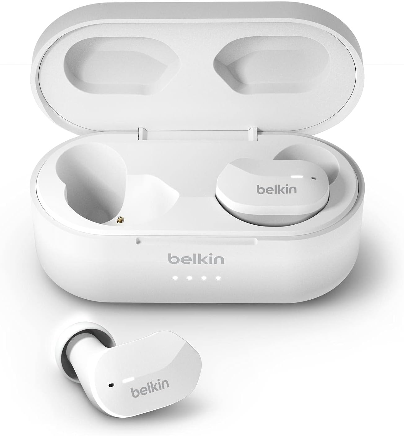 Belkin SoundForm True Kablosuz Kulak İçi Kulaklık (iPhone, Samsung, Google için Dokunmatik Kontrol, Taşınabilir Şarj Kutulu, 24 saat Çalma, Gürültü Yalıtımı, Tere Dayanıklı, Bluetooth Kulaklık, Beyaz) - Görsel 5
