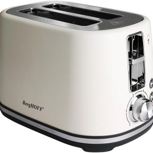 BergHOFF Gem Concept 2 Dilim Ekmek Kızartma Makinesi – 1000 W, Paslanmaz Çelik Gövde | Vanilya Krem