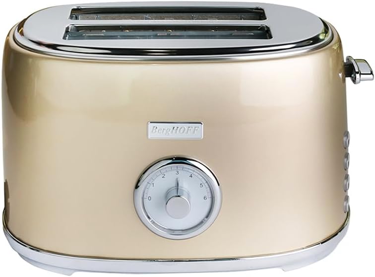 BergHOFF Gem Metallic 2 Dilim Ekmek Kızartma Makinesi – 815 W, Paslanmaz Çelik Gövde | Gold