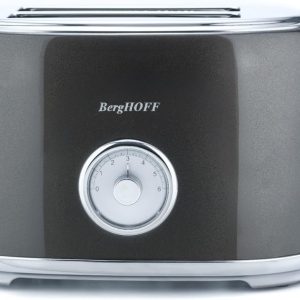 BergHOFF Gem Metallic 2 Dilim Ekmek Kızartma Makinesi – 815 W, Paslanmaz Çelik Gövde | Gri