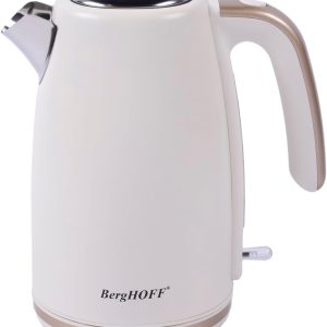 BergHOFF Gem Pearl 1, 7 L Su Isıtıcı – 2200 W Paslanmaz Çelik Gövde | Vanilya Krem Gold