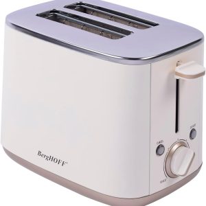 BergHOFF Gem Pearl 2 Dilim Ekmek Kızartma Makinesi – 1000 W, Paslanmaz Çelik | Vanilya Krem