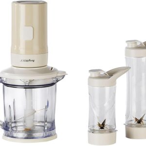BergHOFF Gem Retro 700 W Kişisel Blender & Doğrayıcı – 1, 2 L Titanyum Bıçaklı Hazne, Bakır AC Motor | Vanilya Krem