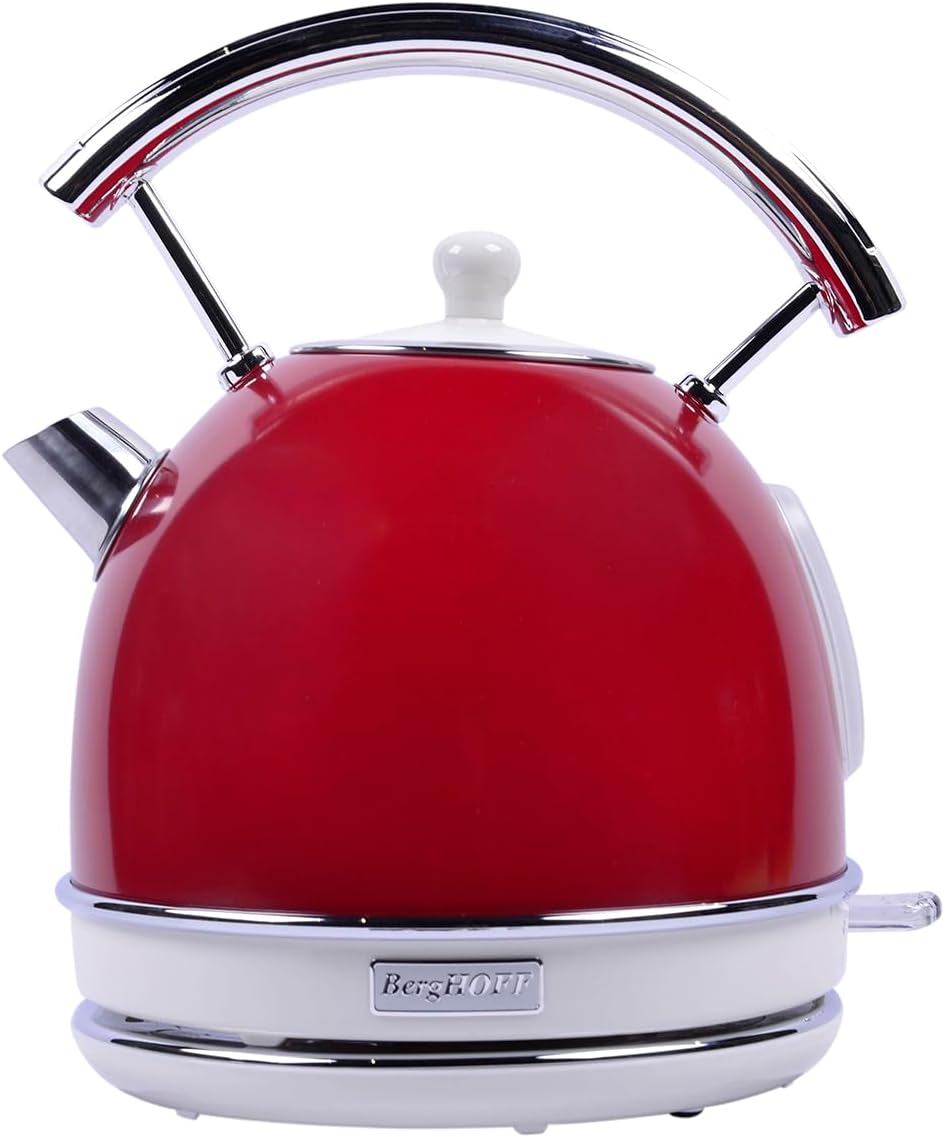 Berghoff GEM RETRO 1.7 Litre Kırmızı Yuvarlak Su Isıtıcısı