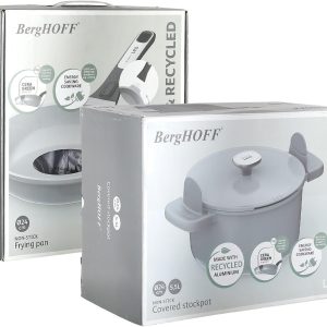 Berghoff Leo Phantom Kapaklı Yapışmaz Derin Tencere 24 Cm ve Kızartma Tavası 24 Cm Smoked Grey