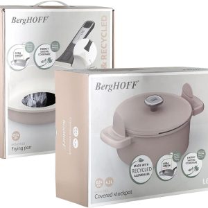 Berghoff Leo Phantom Kapaklı Yapışmaz Tencere 24 Cm ve Kızartma Tavası 24 Cm Latte