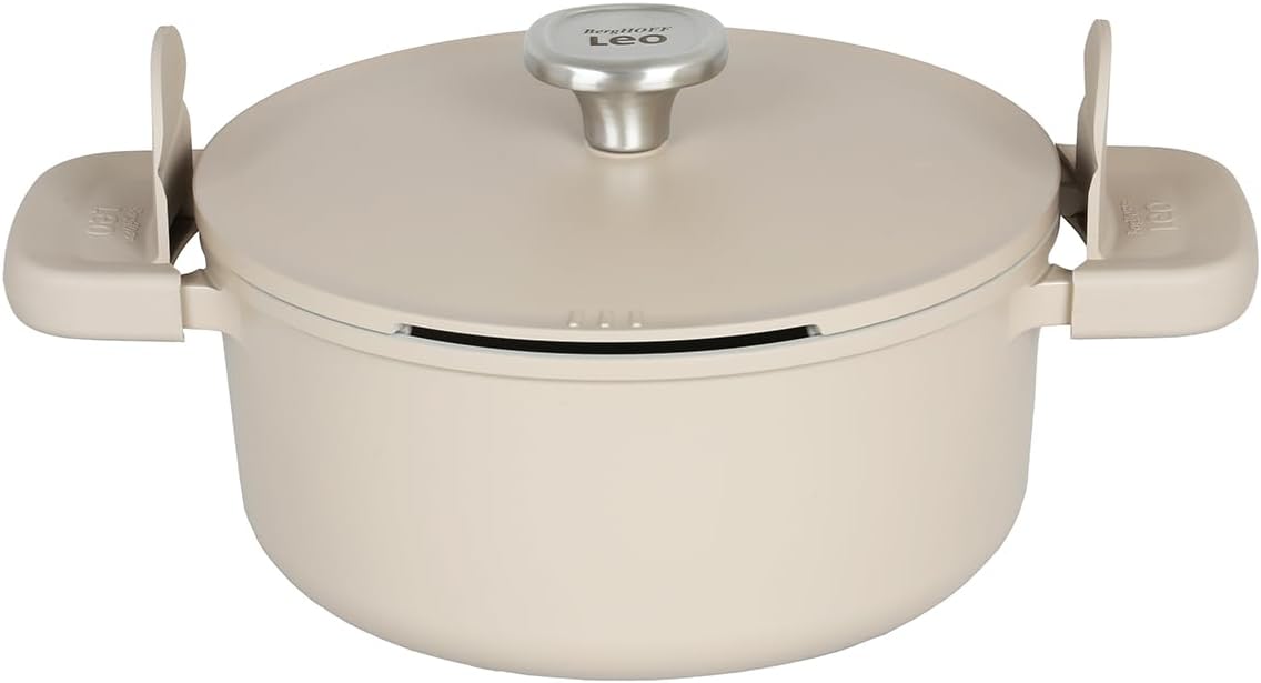 Berghoff Leo Phantom Kapaklı Yapışmaz Tencere 24 Cm ve Kızartma Tavası 24 Cm Latte - Görsel 2