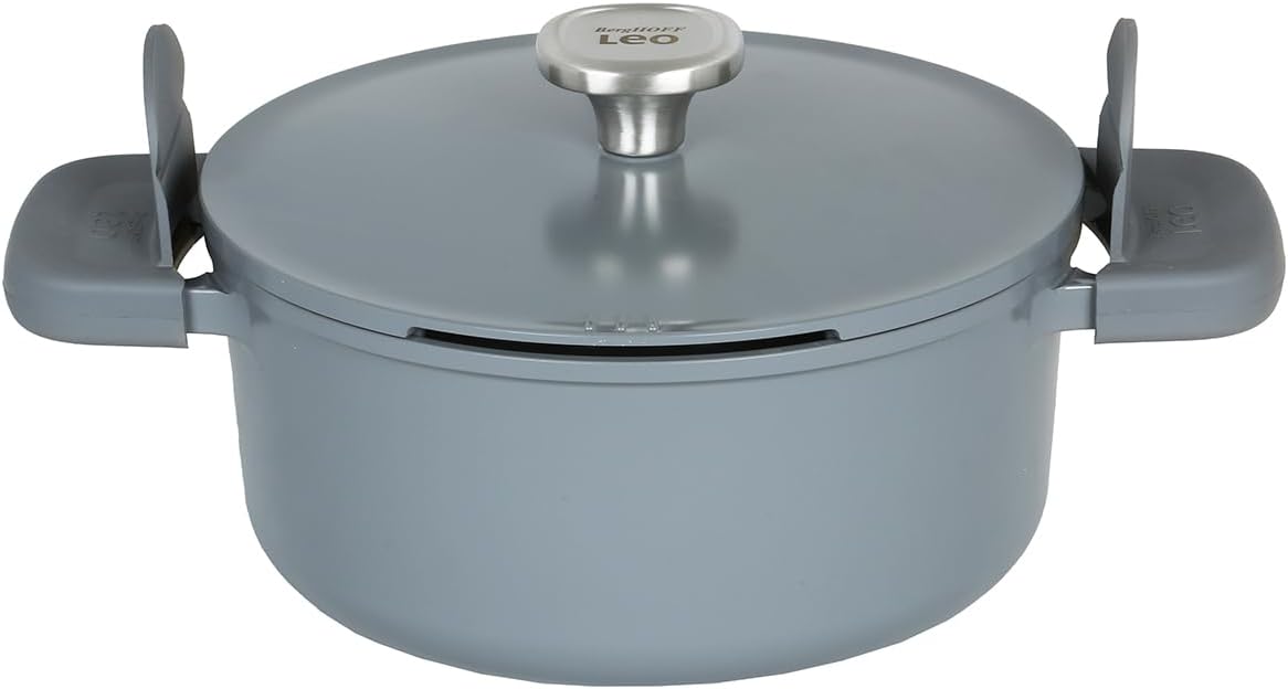 Berghoff Leo Phantom Kapaklı Yapışmaz Tencere 24 Cm ve Kızartma Tavası 24 Cm Smoked Grey - Görsel 2