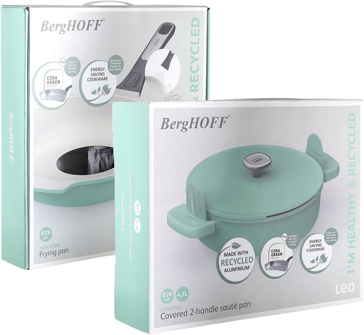 Berghoff Leo Phantom Pilav Tenceresi 28 Cm ve Kızartma Tavası 28 Cm Forest Green