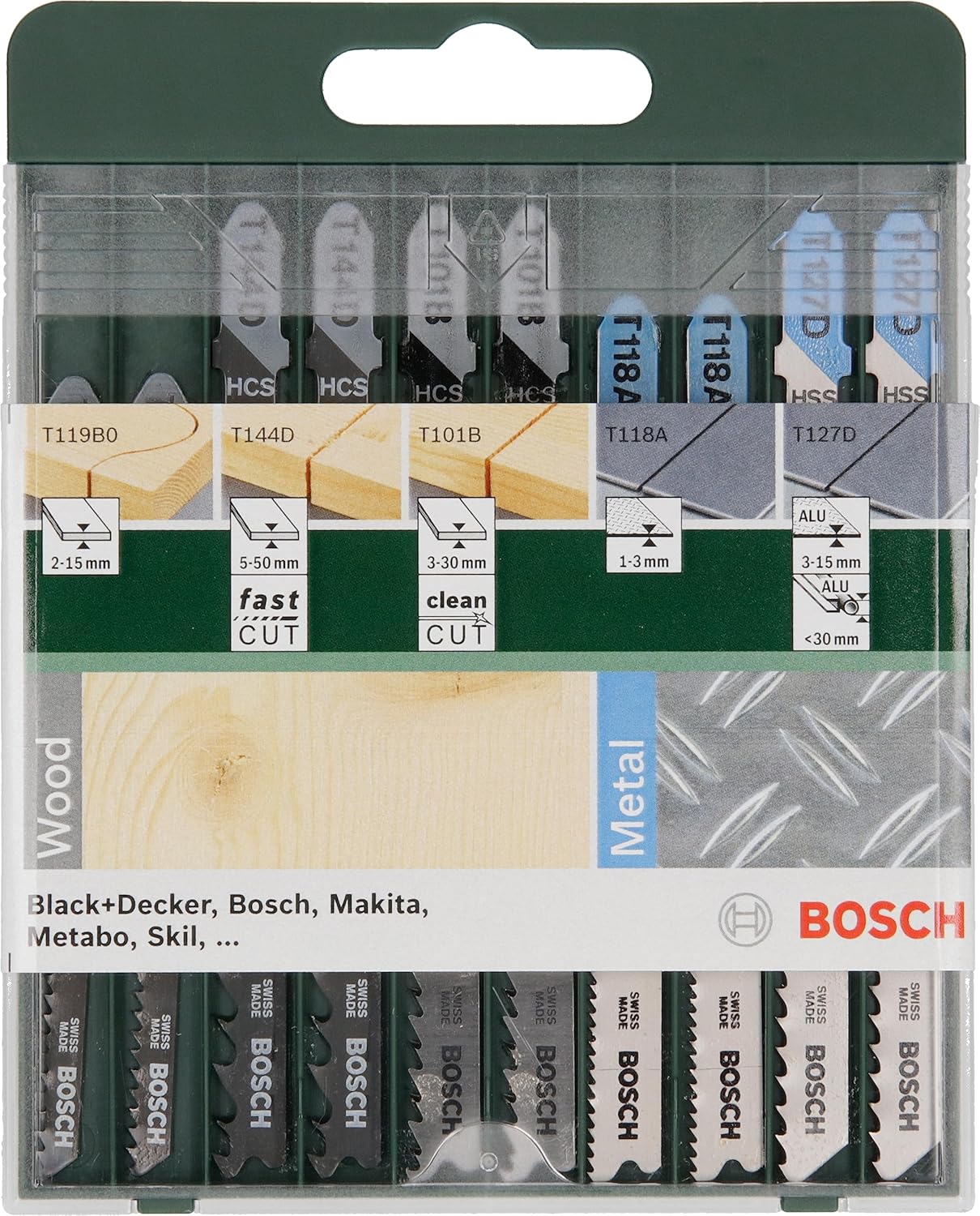 Bosch Professional Accessories Dekupaj Testere Seti, Yeşil, 10 Adet