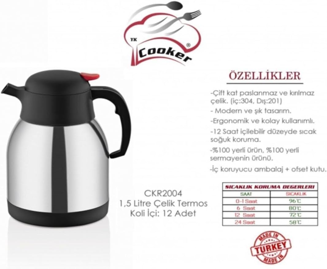 COOKER CKR2004 PASLANMAZ ÇELİK TERMOS (1.5LİTRE) - Görsel 2