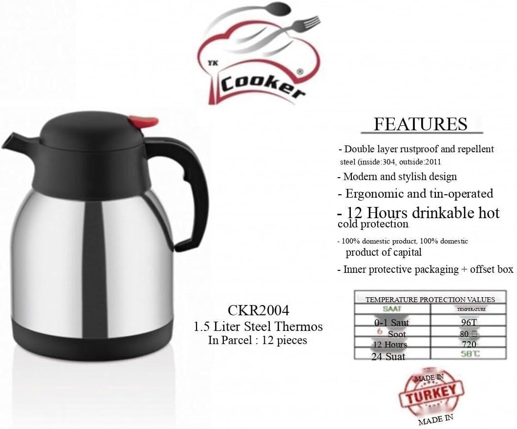 COOKER CKR2004 PASLANMAZ ÇELİK TERMOS (1.5LİTRE) - Görsel 4