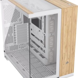 CORSAIR 6500X Mid-Tower Dual Chamber PC Case - White/Bamboo Wood (CC-9011284-WW)