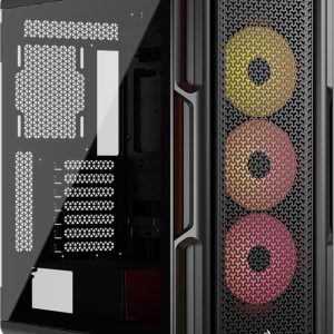CORSAIR iCUE LINK 5000T LX RGB Mid-Tower ATX bilgisayar kasası – 3 x önceden yüklenmiş LX120 fan, entegre Aurora ışık şeritleri, geniş iç mekan, iCUE LINK sistem göbeği dahil – siyah