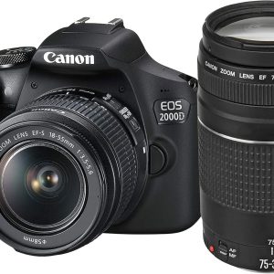 Canon EOS 2000D 18-55mm Is +75-300mm Fotoğraf Makinesi Full HD, Siyah, 2 Yıl (Canon Eurasia Garantili)