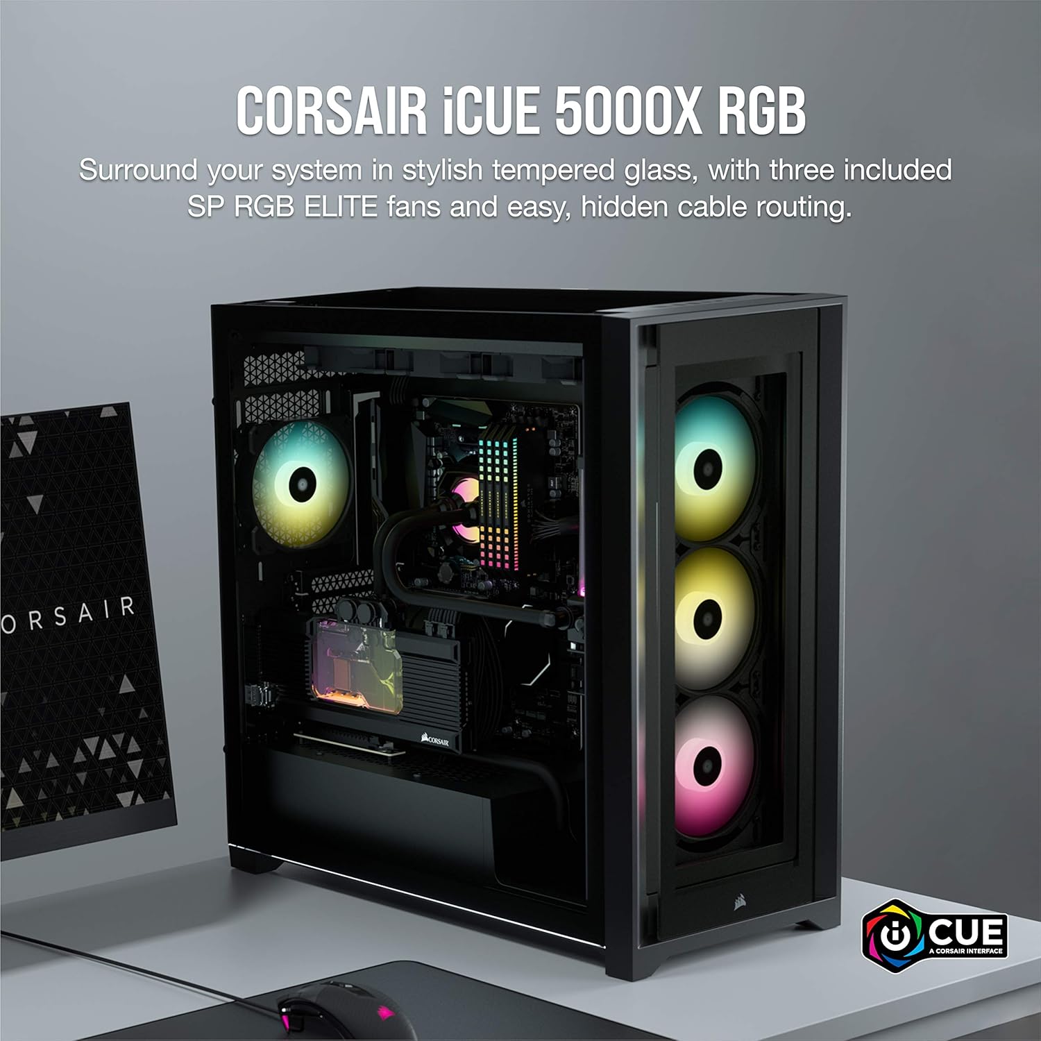 Corsair iCUE 5000X RGB CC-9011212-WW USB 3.1 Type-C Temperli Cam Siyah E-ATX Mid-Tower Gaming (Oyuncu) Kasa - Görsel 2