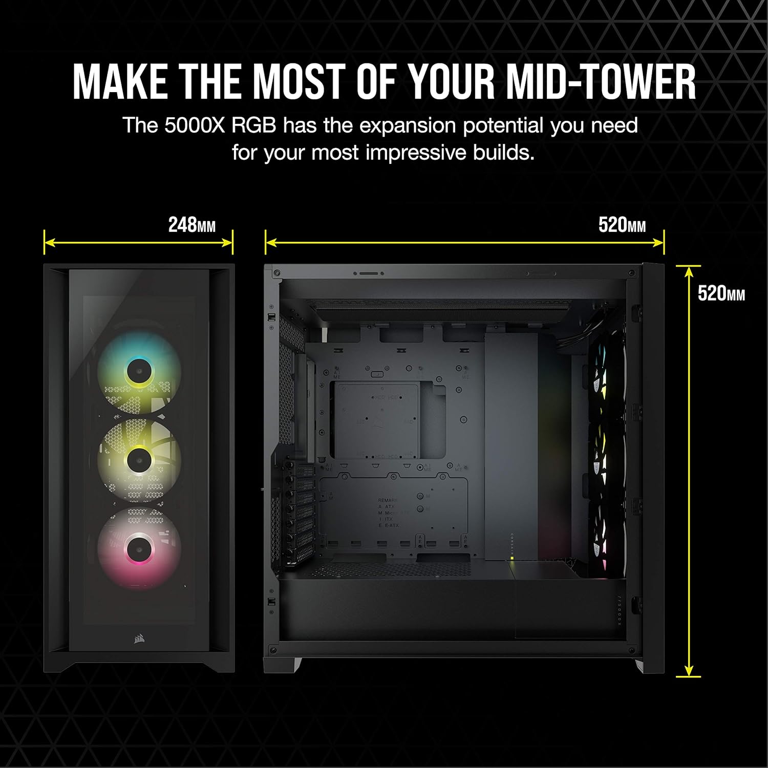 Corsair iCUE 5000X RGB CC-9011212-WW USB 3.1 Type-C Temperli Cam Siyah E-ATX Mid-Tower Gaming (Oyuncu) Kasa - Görsel 3