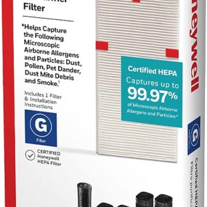 Honeywell HEPA Hava Temizleme Filtresi G, 1'li Paket - HPA030/HPA080 ve HPA180 Serisi için - Havadaki Alerjen Hava Filtresi Orman Yangını/Duman, Polen, Pet Dander ve Tozu Hedefler