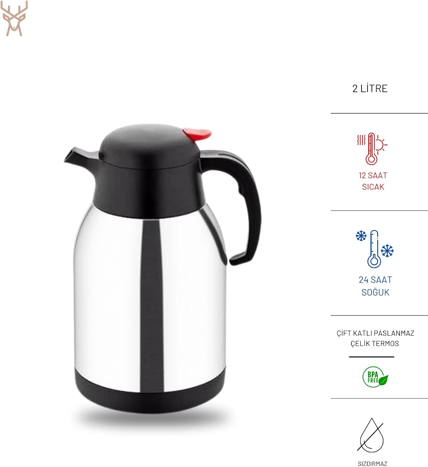 Horeca Serisi 2 Litre Çelik Termos - Görsel 5