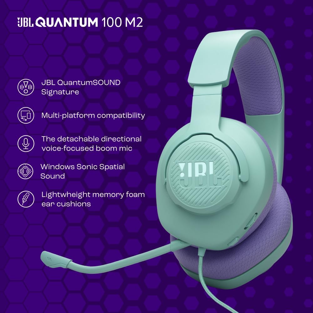 JBL Quantum 100M2,Gaming Kulaklık,Kablolu,Yeşil - Görsel 2