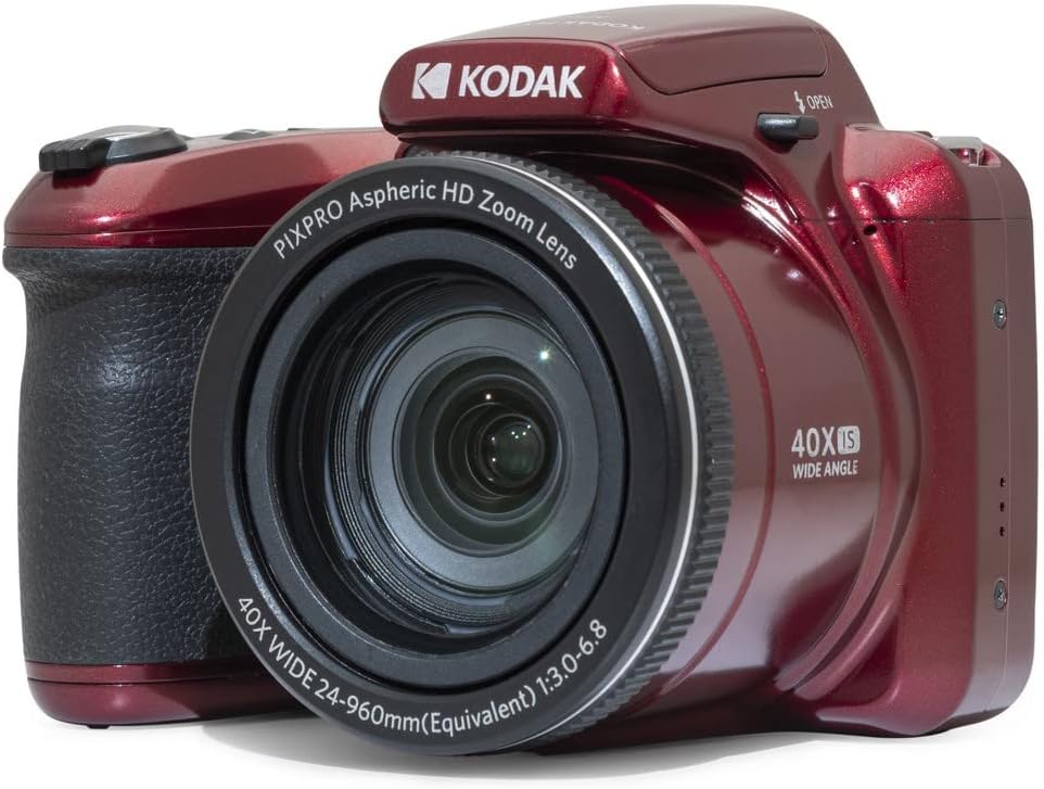 KODAK PIXPRO Astro Zoom AZ405 Dijital Fotoğraf Makinesi -20MP, 40x Optik Zoom, 3 inç LCD Ekran, 1080P Full HD Video (Kırmızı)