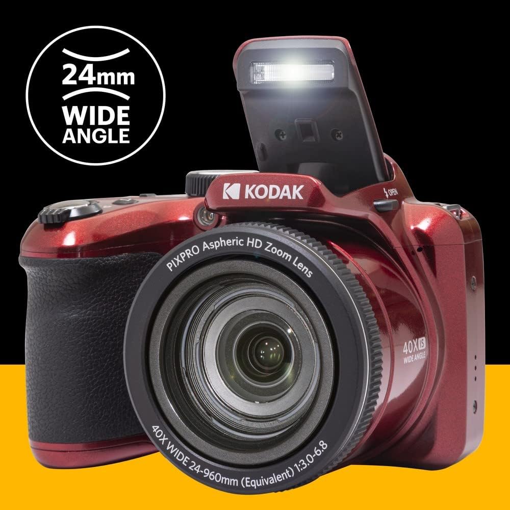 KODAK PIXPRO Astro Zoom AZ405 Dijital Fotoğraf Makinesi -20MP, 40x Optik Zoom, 3 inç LCD Ekran, 1080P Full HD Video (Kırmızı) - Görsel 5