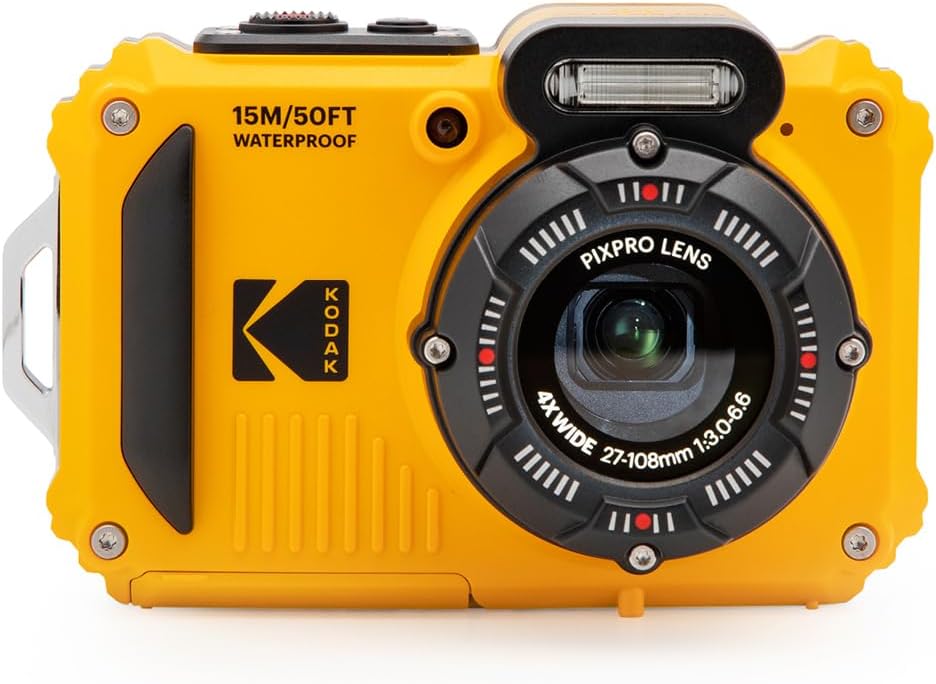 KODAK PIXPRO WPZ2 15M Su Geçirmez Fotoğraf Makinesi - 16MP, 4x Optik Zoom, 1080P Full HD Video (Sarı)
