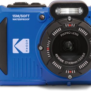 KODAK PIXPRO WPZ2 15M Su Geçirmez Fotoğraf Makinesi - 2 Lityum Pil + 16GB SD Kart - 16MP, 4x Optik Zoom, 1080P Full HD Video (Mavi)