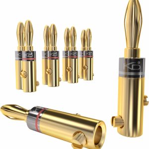 KabelDirekt – muz fiş-5 çift (6 mm²'ye kadar hoparlör kablosu için muz fiş bağlantısı, HiFi kutusu, amplifikatör/güç amplifikatörü, alıcı/stereo sistem esnek bağlantısı, vidalanabilir, altın kaplama)