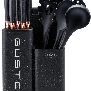 Karaca Gusto Siyah 12 Parça Bıçak Servis Kesme Tahtası Seti