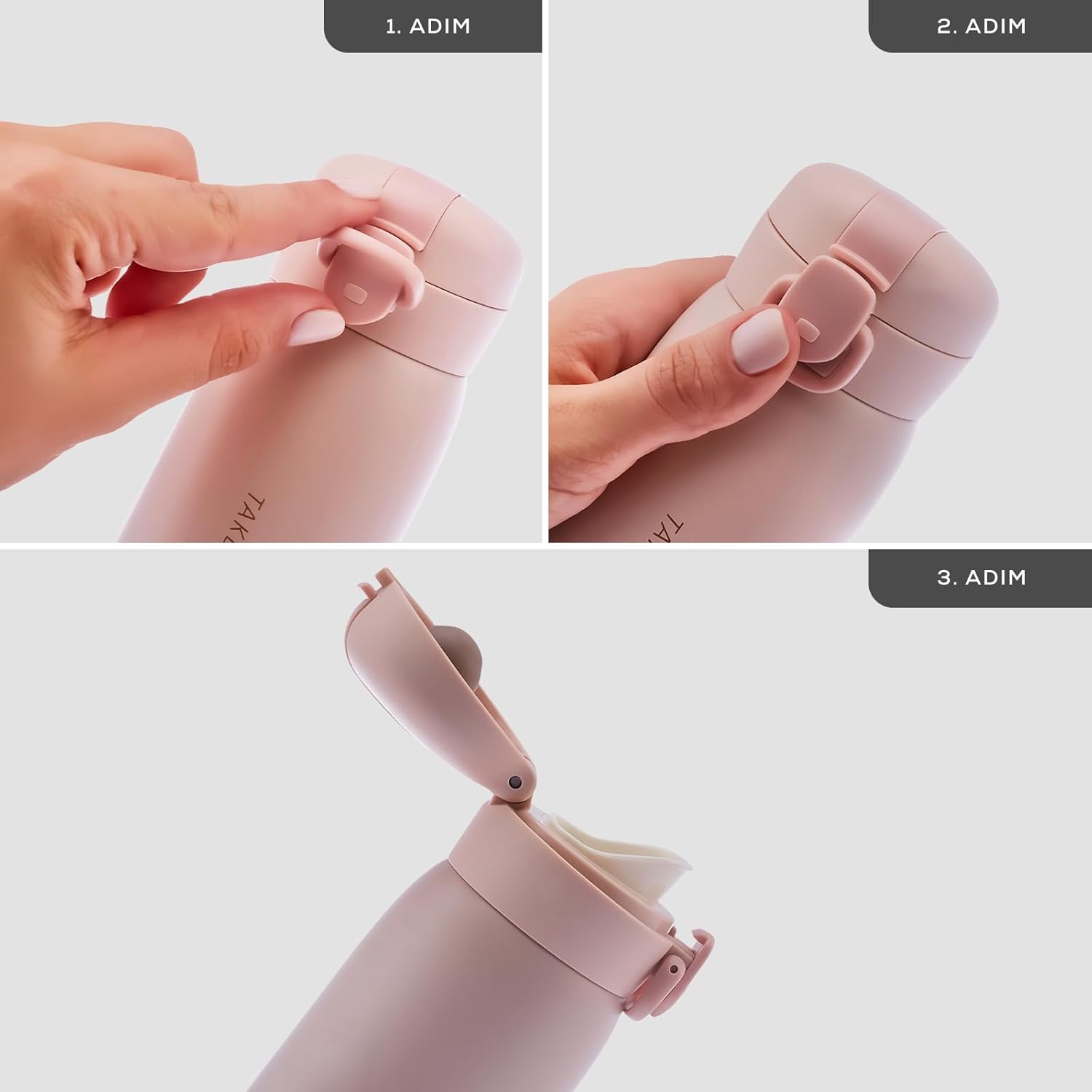 Karaca Skyfall Çelik Sızdırmaz Termos 350 ml Pembe - Görsel 3