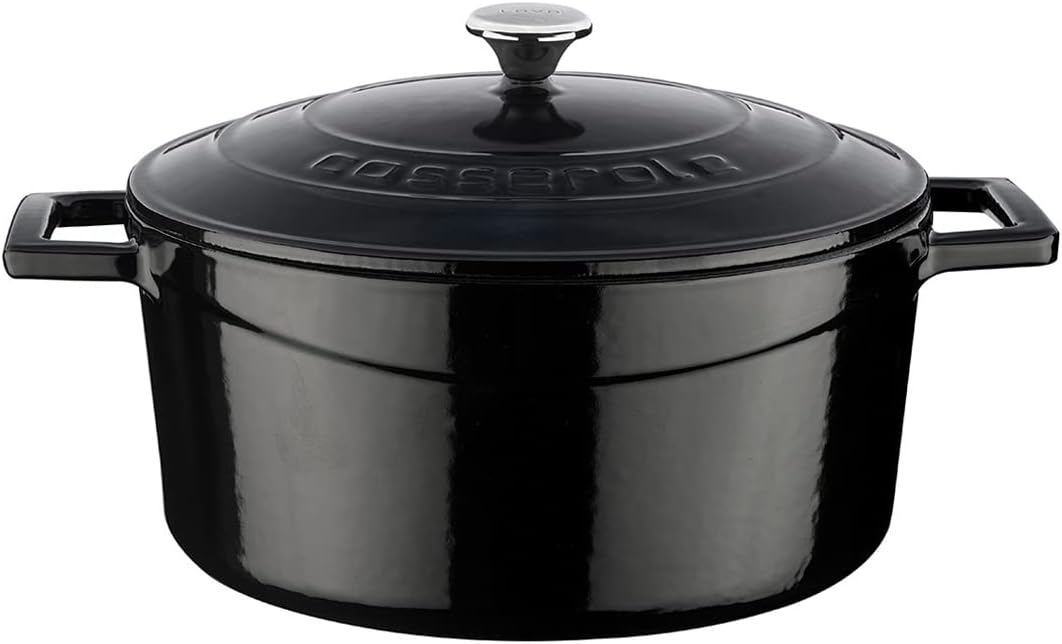 Lava Metal Döküm Yuvarlak Tencere, 24 Cm, Siyah