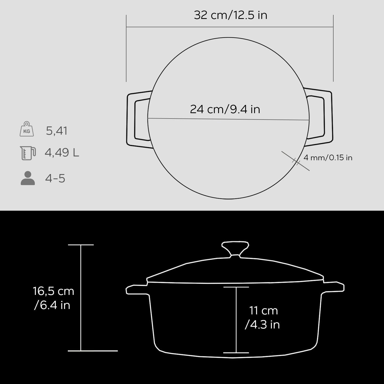 Lava Metal Döküm Yuvarlak Tencere, 24 Cm, Siyah - Görsel 5