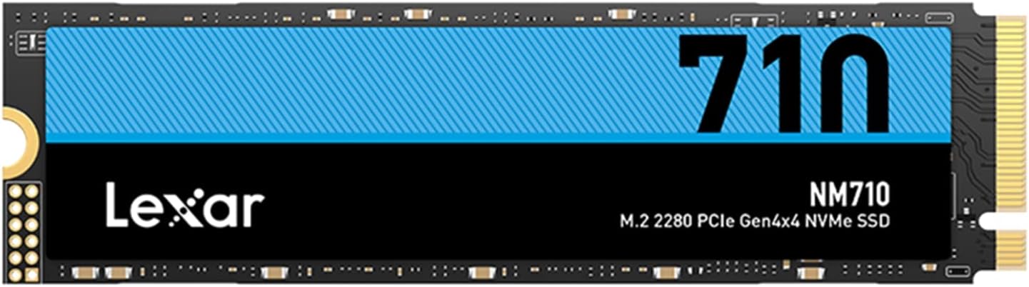Lexar NM710 500GB SSD, M.2 2280 PCIe Gen4x4 NVMe dahili SSD, 5000 MB/s'ye kadar okuma, 2600 MB/s yazma, PC, dizüstü PC ve oyuncu için dahili solid state drive(LNM710X500G-RNNNG)
