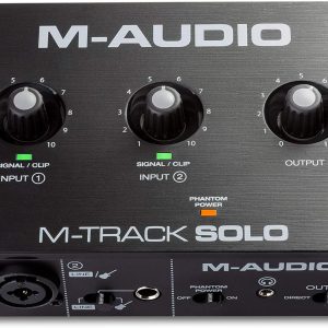 M-AUDIO M-Track Solo - USB Ses Arayüzü, XLR, Hat ve DI Girişleri ile Kayıt, Yayın ve Podcasting için, artı Yazılım Paketi de Dahil