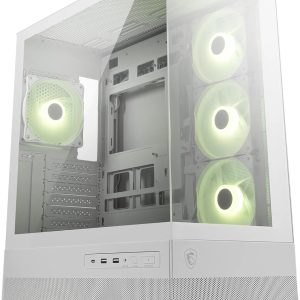 MSI MAG PANO 110R PZ White – Mid-Tower oyun bilgisayarı kasası – 400 mm uzunluğa kadar GPU'ları destekler, çıkarılabilir toz filtresi, USB 20 Gbit/s (Tip C), Back-Connect-ATX ve Micro-ATX