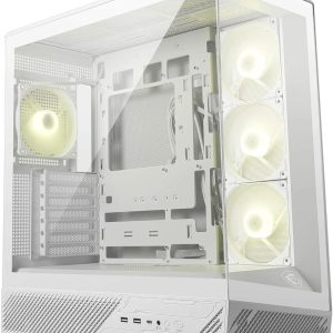 MSI MAG PANO 130R PZ White - Mid-Tower oyun bilgisayarı kasası - 400 mm uzunluğa kadar GPU'ları destekler, çıkarılabilir toz filtresi, USB 20Gbps (Tip-C), Back-Connect ATX ve Micro-ATX anakart desteği