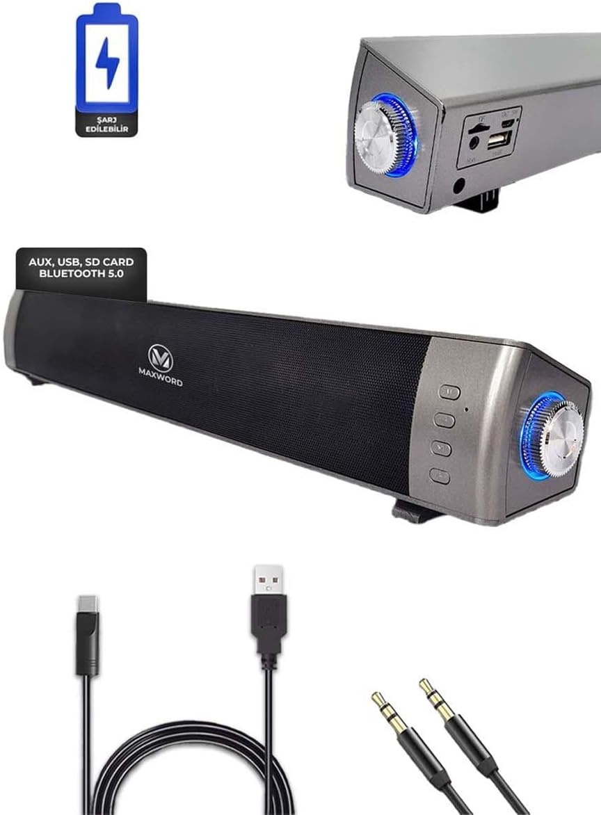 Maxword SLC-40USB-BT Şarjlı Soundbar 40 Watt Bluetooth USB Şarjlı (46x7x6 cm) - Görsel 2