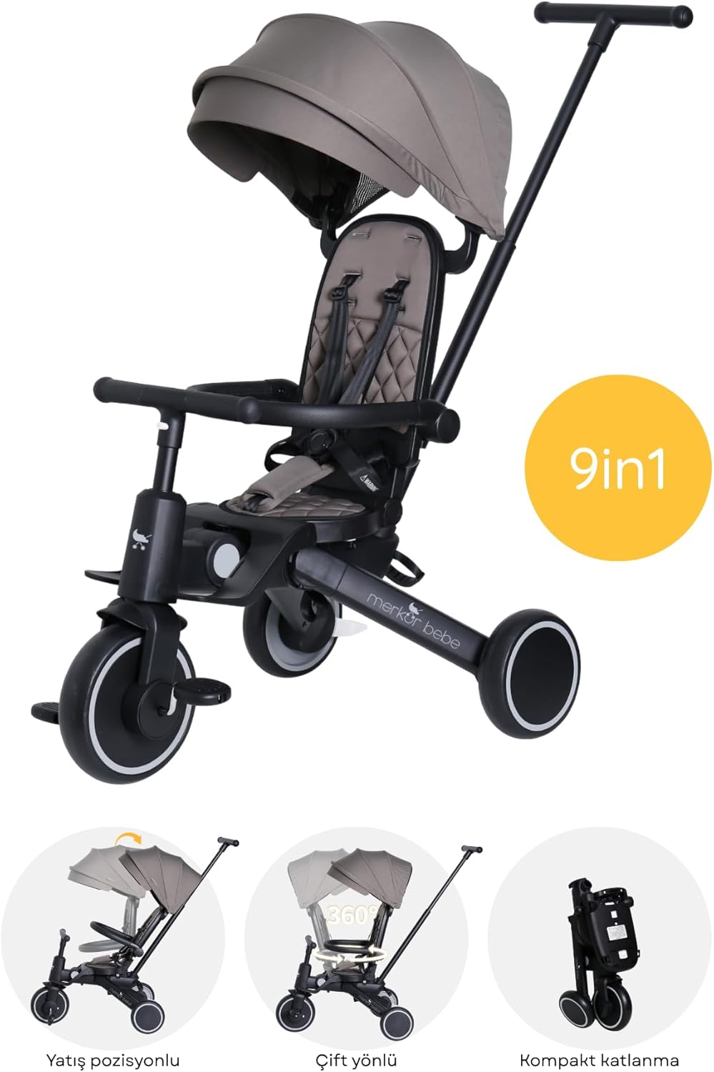 Merkür Bebe Hawk Üç Tekerlekli Bebek ve Çocuk Bisikleti Yeşil - Görsel 2