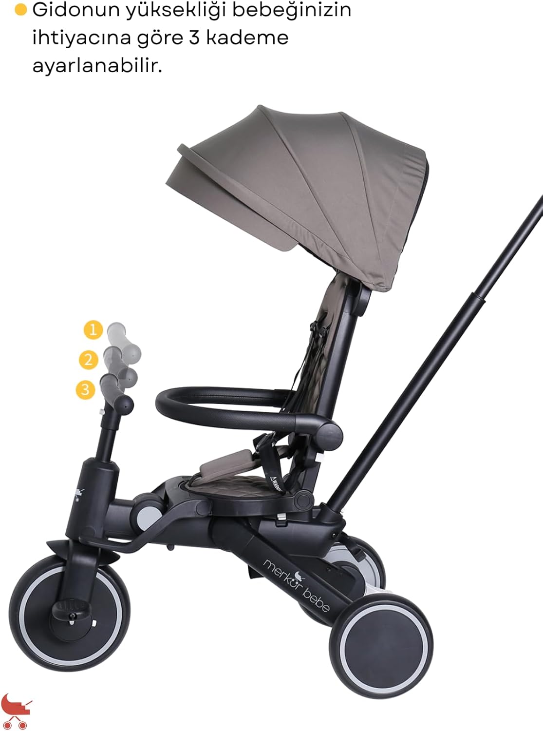 Merkür Bebe Hawk Üç Tekerlekli Bebek ve Çocuk Bisikleti Yeşil - Görsel 4