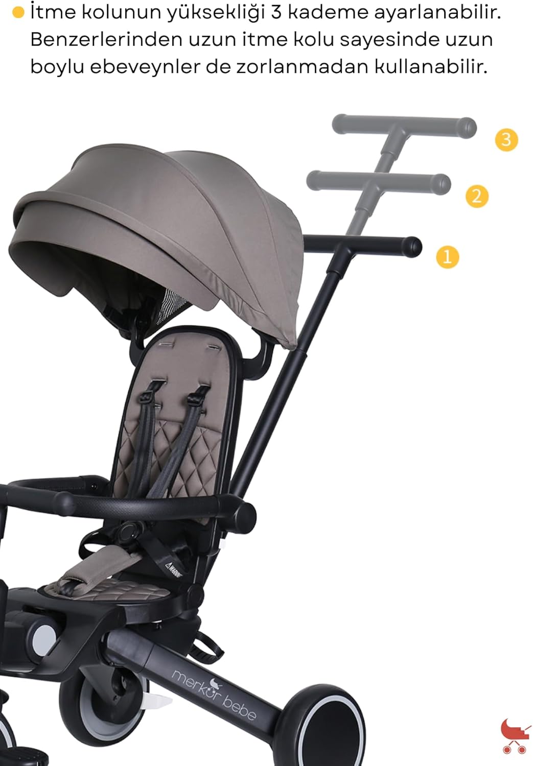 Merkür Bebe Hawk Üç Tekerlekli Bebek ve Çocuk Bisikleti Yeşil - Görsel 5