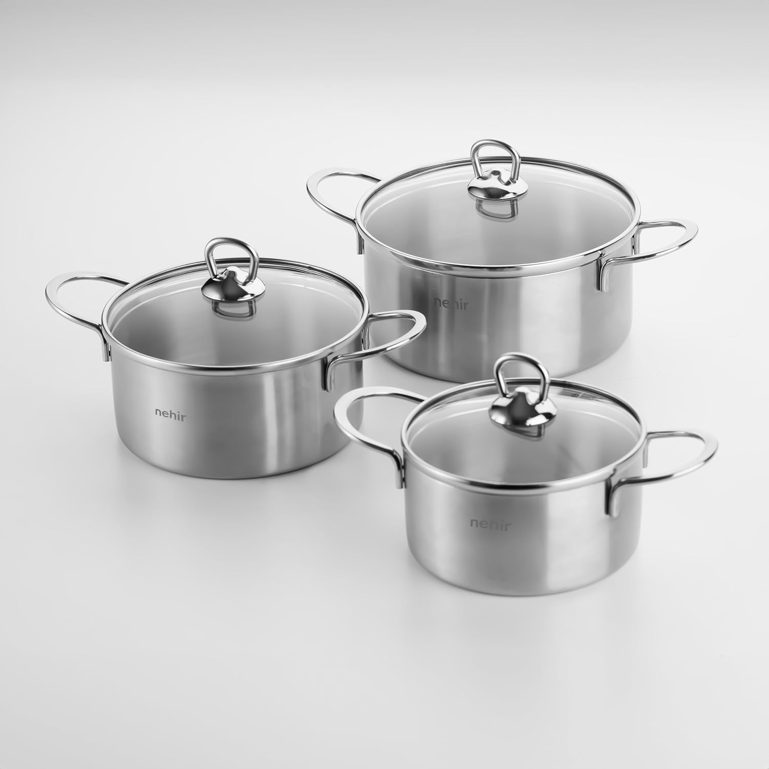 Nehir Silver 6 Parça Paslanmaz Çelik Mini Tencere Seti (12-14-16 cm) - Görsel 4