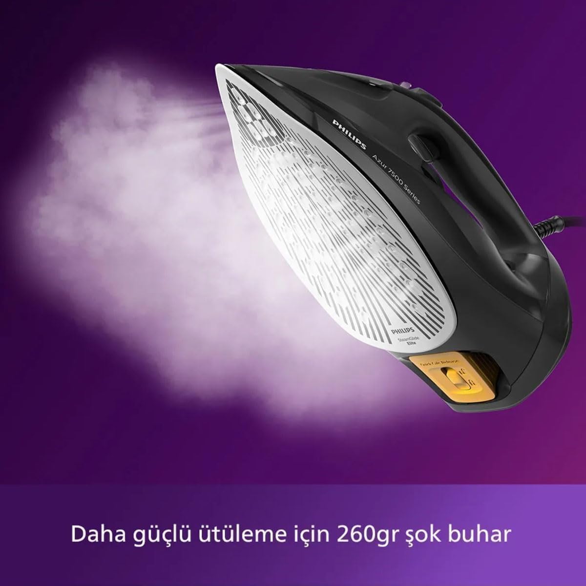 Philips 7500 Serisi Buharlı Ütü – 3200W Güç, 55 g/dk Sürekli Buhar, 260 g Güçlendirme, SteamGlide Elite Taban, Otomatik Kapanma, Damlama Önleyici Sistem, 300 ml Tank (DST7511/80) - Görsel 4